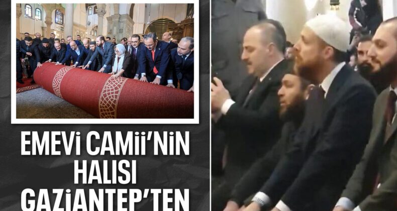 Suriye’nin başkenti Şam’daki Emevi Camii’ne Gaziantep’te üretilen halıları serildi